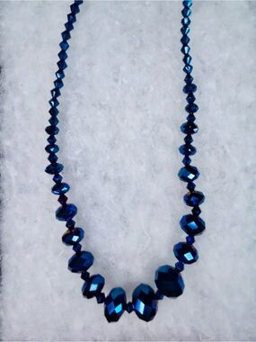 Blue Faceted Crystal Bead Necklace - Women Jewelry